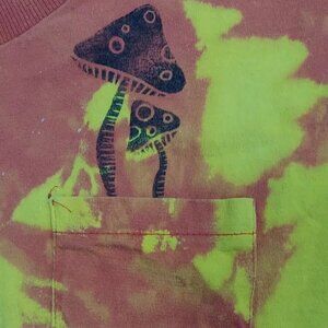 Vintage Tie Dye Mushroom Tee Shirt Hippie Grunge single stitch